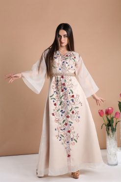 Beige Organza Kaftan