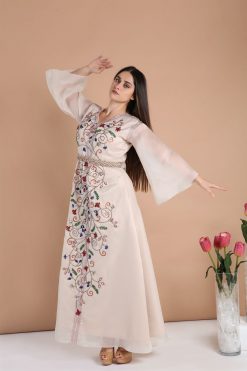 ABSOLC 000030 3 Beige Organza Kaftan
