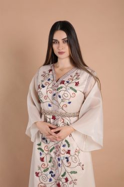 ABSOLC 000030 4 Beige Organza Kaftan