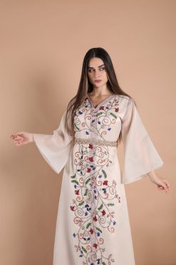 ABSOLC 000030 5 Beige Organza Kaftan