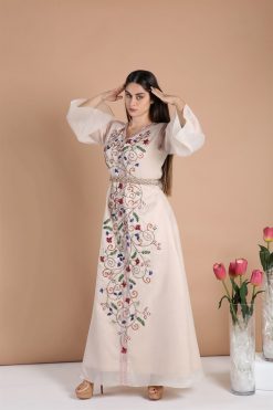 ABSOLC 000030 7 Beige Organza Kaftan