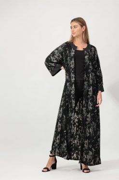 Nasr 31387 4 Black Mesh Abaya