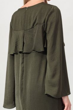 Nasr 31389 3 1 Green Layered Dress