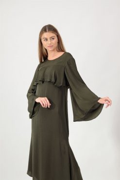Nasr 31389 6 1 Green Layered Dress