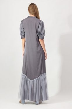 Nasr 31405 5 1 Gray Tulle Dress