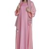 عباية باللون الوردي الخوخي 7 FBS 000105 4 Peach Pink Sheen Abaya