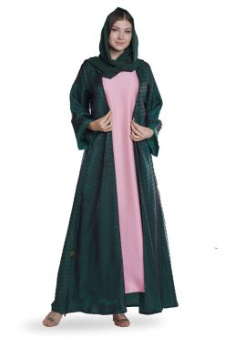 Green Black Organza Sheen Abaya