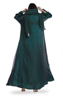 FBS 000109 3 Green Black Organza Sheen Abaya