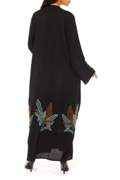 MOI1121002 2 Abaya With Threadwork Embroidery