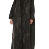 MOI1121008 1 Black Jacquard Abaya with Handwork