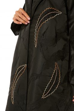 MOI1121008 4 Black Jacquard Abaya with Handwork