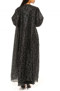 MOI1121010 3 Black Textured Organza Abaya