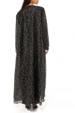 MOI1121010 4 Black Textured Organza Abaya