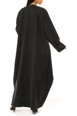 MOI1121011 6 Black Casual Abaya with Contrasting Panels