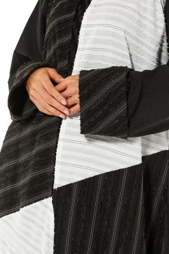 MOI1121011 7 Black Casual Abaya with Contrasting Panels