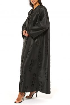 MOI1121013 3 Black Jacquard Abaya
