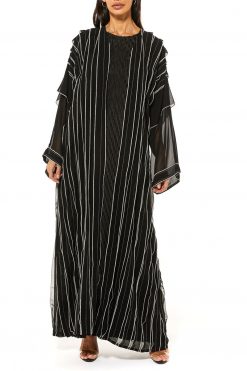 Black Chiffon Lining Abaya