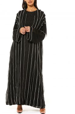 MOI1121014 3 Black Chiffon Lining Abaya