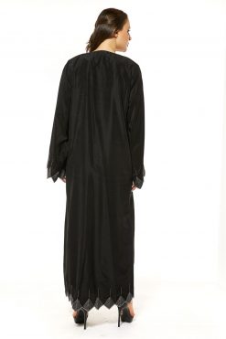 MOI1121018 3 Black Abaya with Tatreez and Handwork embellishment