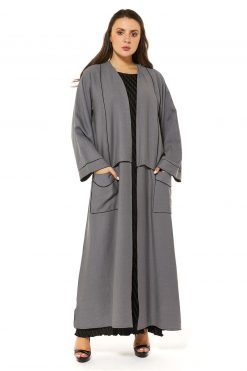 Grey Linen Casual Abaya