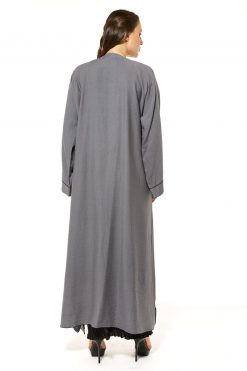 MOI1121020 4 Grey Linen Casual Abaya