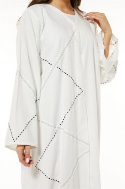 MOI1121025 3 Shamua White Casual Abaya
