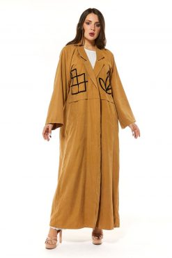 MOI1121031 2 Mustard Abaya wool work