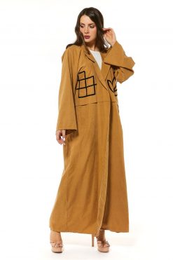 MOI1121031 3 Mustard Abaya wool work
