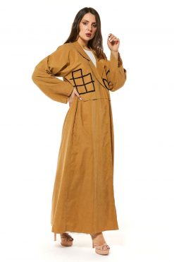 MOI1121031 4 Mustard Abaya wool work