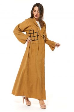 MOI1121031 5 Mustard Abaya wool work