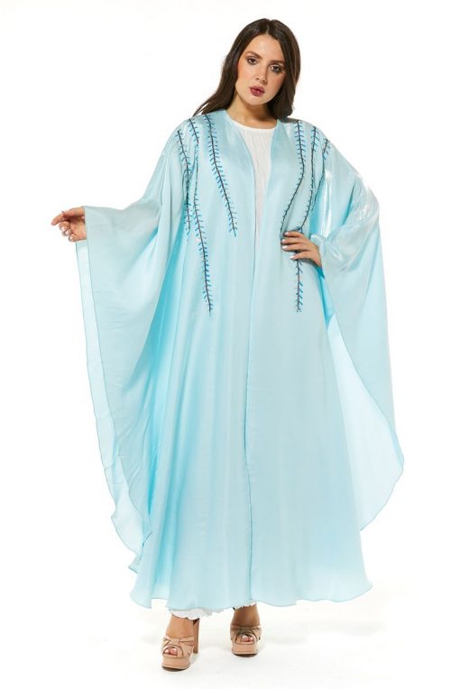 Blue Abaya Set with handwork embellishment