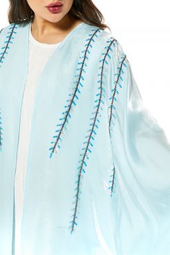 MOI1121032 3 Blue Abaya Set with handwork embellishment
