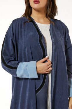 MOI1121033 3 Blue Casual Abaya with Thread work