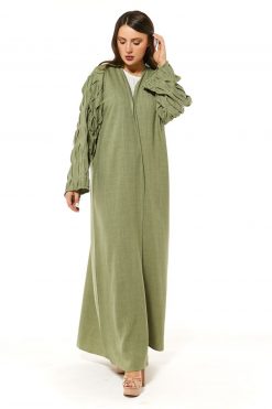 Green Linen Casual Abaya