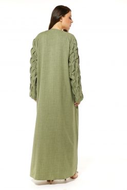 MOI1121035 5 Green Linen Casual Abaya