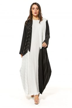 Black Casual Abaya with Contrasting Panels