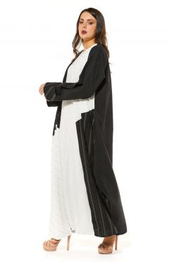 MOI1121039 4 Black Casual Abaya with Contrasting Panels