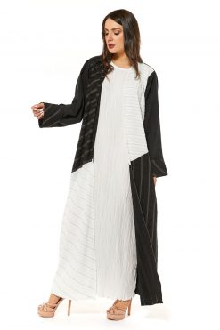 MOI1121039 5 Black Casual Abaya with Contrasting Panels
