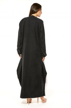 MOI1121039 7 Black Casual Abaya with Contrasting Panels