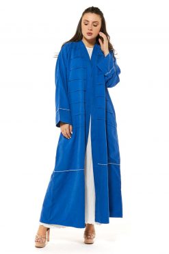 Royal Blue Casual Abaya with threadwork detailing
