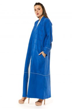 MOI1121043 4 Royal Blue Casual Abaya with threadwork detailing