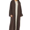 MOI1121052 1 Brown Threadwork Embroidery Abaya
