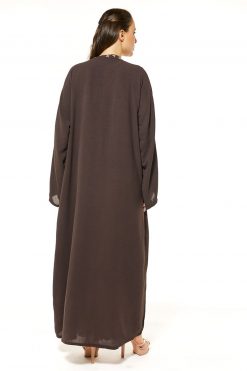 MOI1121052 4 Brown Threadwork Embroidery Abaya