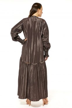 MOI1121053 4 Brown Casual Abaya With Handwork Detailing