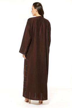 MOI1121054 4 Brown Casual Abaya with Threadwork Detailing