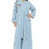 Blue Casual Abaya with Wool work