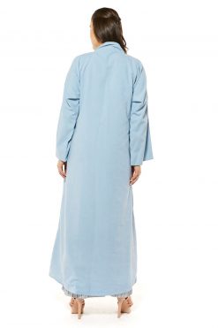 MOI1121057 4 Blue Casual Abaya with Wool work