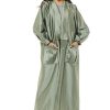 MOI1121063 1 Green Victoria Satin Casual Abaya with Pockets
