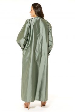 MOI1121063 4 Green Victoria Satin Casual Abaya with Pockets