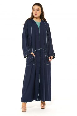 Navy Casual Abaya With Pockets